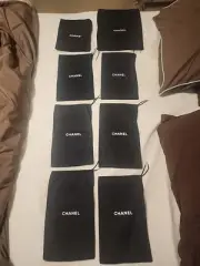 CHANEL Drawstring Dust Set Of Eight (8) Black See Sizes
