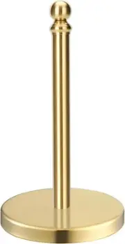 Gold Paper Towel Holder Countertop Weighted Base One-Handed Design No Tipping