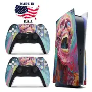 PS5 Disc Version Console & Controller Vinyl Skin Decal Wrap Horror Flesh Skull