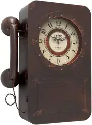 Vintage Retro Old Telephone Wall Clock Hidden Safe Battery Operated Metal Decor