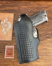 Vintage Tex Shoemaker Black Basketweave Lined Holster for Browning BDA 9mm Sig