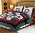 Rustic Cotton X'mas Tree Stockings Patchwork 3 pcs Quilt Set Coverlet Queen King