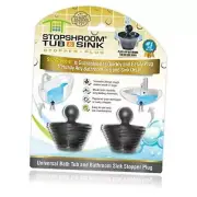 Tub 2 Pack Universal Stopper for Bathtub and Bathroom Sink Drains, Black Plug