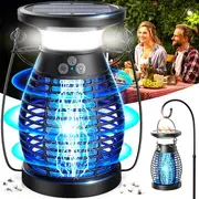 Solar Bug Zapper Outdoor, Electric Bug Zapper, 4000mAh Rechargeable Mosquito Zapper, Cordless Fly Zapper, 4 Modes Waterproof Insect Zapper for Home Garden Patio Backyard Camping Black