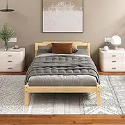 ALFORDSON Bed Frame King Single Wooden Bed Base with Solid Wood Pine Timber Slats, Mattress Base Platform Support, Oak Bed Foundation with Storage Space, Beatrix Series Home Bedroom Furniture