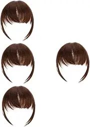 Beatifufu 4pcs Fake Bangs Bang Extensions Hair Clips for Bangs Curtain Bangs Wig Hair Accessories Hair Barrettes for Fake Fringe Bangs Human Hair Fringe Brown Chemical Fiber