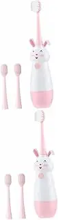 NOLITOY 2 Sets Toothbrush for Boys and Girls Vibrates Electric Toothbrush Fun Cartoon Design Rechargeable Soft Silk Bristles 3 Replacement Heads Comfortable to Hold Daily Oral Care