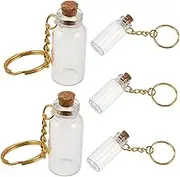 5pcs Mini Glass Bottles with Cork Stoppers for DIY Crafts Tiny Jars with Keychains Decorative Favor Jars for Weddings Parties and Home Decor