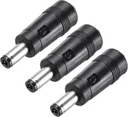 uxcell 3 Pcs DC Power Adapter,Straight Female 5.5mm x 2.1mm to Male 5.5mm x 2.5mm Plug Tips Black with 1.57 Inch Wire for External Power Source