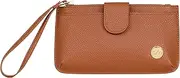 [CleverMade] Premium Zip Pouch Wallet Clutch with Multiple Storage Pockets and Wristlet Strap for Easy Carrying, Durable Vegan Leather Construction, Brown