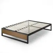 Zinus Bed Frame Double Industrial Metal Wood Design High Base