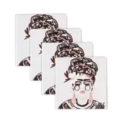 4pc Rayell Ceramic Drink Coaster The Artist Lab Inkheart Jamilla Set w/Holder