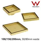 Brushed Gold 100/150/200mm Floor Drain Tile Insert Shower Grate 50/80mm Waste