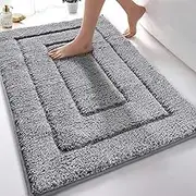 DUNSOO Bathroom Rug, Bath Mat, Floor Mat, Non-Slip, Washable, Soft Bath Mat, Water-Absorbent, Microfibre Bath Mat for Shower, Bath and Toilet - Grey, 40 x 60 cm