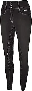 [Pikeur] Womens Candela Grip Jeans Breeches - Black - Easy Stretch - in Super-Stretch (4-Way Stretch) Denim Fabric -