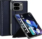 Leather Wallet Case Compatible with Google Pixel 9 Pro Fold, Full Protection Kickstand Flip Cover with Card Slot for Pixel 9 Pro Fold (Blue)