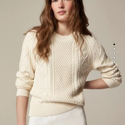 J.Crew Cotton Cable-Knit Crewneck Sweater - Size Large