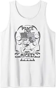 [Disney] Mickey And Friends Peace Love And Mickey USA Flag Tank Top
