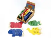 Kaper Kidz WOODEN LACING ANIMALS Threading Educational Coordination Kids Toy