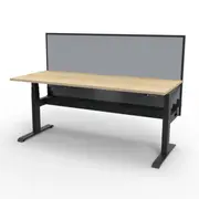 Single Sided Workstation With Screen And Cable Tray Natural Oak