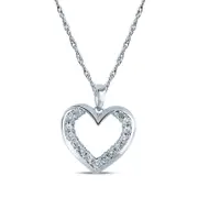 Natural Diamond Accent Heart Pendant in Sterling Silver