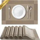 PVC Placemats Set 6 Brown Corner Heat Resistant Non-Slip