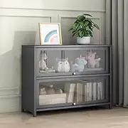 Snaweo Display Cabinet, Transparent Tempered Glass Display Case, Dustproof Showcase, Steel Frame Display Boxes, Strong Load-bearing Capacity, for Home Storage ( Color : Gray , Size : 2f 27.6x13.8x28.7