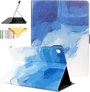 [Uliking] Case for Samsung Galaxy Tab S6 Lite 10.4 inch 2022/2020 Model (SM-P610/P613/P615/P619), Marble Map Series PU Leather Shockproof Multi-Angles Stand Slim Smart Soft TPU Back Cover, Blue