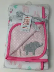 Carters Just One You Pink White Polka Dot Elephant Giraffe Cupcake Baby Blanket