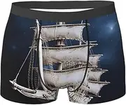 [QMNEHJ] Vintage Nautical White Ship Men's Boxer Briefs Breathable Stretch Underwear Moisture-Wicking Trunks for Men