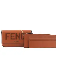 在飛比找康是美優惠-FENDI Logo 小牛皮皮夾式鏈帶WOC包（焦糖色） _