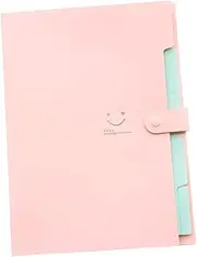 Garneck A4 Folder - 5 Pocket Accordion Document Organizer in Rose with Snap Button - Ideal for School Office and Home Use