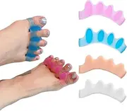 Toe Separators for All Toes, 4 Pcs Silicone Toe Separator for Hallux Valgus Pain Relief, Universal Size, Overlapping Toes