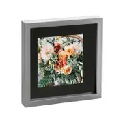 Nicola Spring Acrylic 3D Box Photo Frame with 6" x 6" Mount - 10" x 10" - Grey