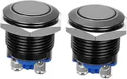 LIFKOME 2Pcs Momentary Push Button Switch Black Shell Reset Button for Doorbell Relay and Circuit Applications Heavy Duty Easy Operation