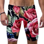 [FNETJXF] Jammers for Men, Men's Swimwear, Pastorable Pink Rose Vintage Flower Baroque