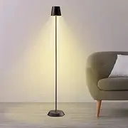 132cm Cordless Floor Lamp, Portable LED Floor Lamp with 3 Color Temperature & 6000mAh, Stepless Dimmable Adjustable Height Lighting for Living Room, Bedroom, Outdoor, Office, Night Light - Black