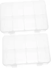 LABRIMP 2pcs Clear Plastic Bead Organizer : Transparent Plastic Storage Box With Adjustable Dividers - 8 Compartments Organizer Box For Fishing Tackle And Jewelry