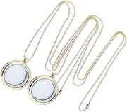 [Holibanna] Photo Frame Pendant Necklace Set Round Trays for Diy Jewelry Perfect for Women