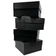 4 Bridesmaids Proposal Luxury Boxes-Black Embossed-2 Piece Rigid Lid and Base-9"