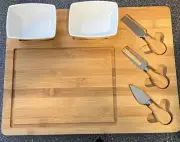 WOODEN CHEESE BOARD Dish Knife Fork Serving Tray Plate Grazing Christmas Gift