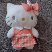 Orange Polka Dot Dress Sanrio Hello Kitty 10" Plush NWT
