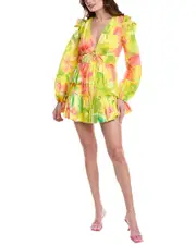 Hemant & Nandita Linen-Blend A-Line Mini Dress