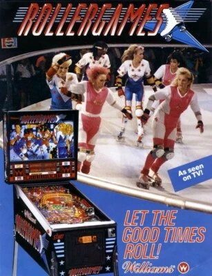 RollerGames Pinball FLYER NOS Art Hot Flash T-Birds Roller Derby Retro Games