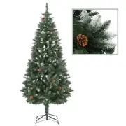 NNEVL Artificial Christmas Tree with Pine Cones and White Glitter 180 cm