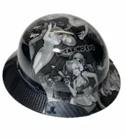 Black and White Naughty No Evil Lift DAX Fifty 50 Carbon Fiber Full Brim HardHat