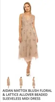 Aidan Mattox Sleeveless Beaded Midi Dress Size 14 NWT Retail $495