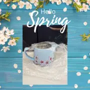 Stainless steel Floral Ceramic 1 Cup Teapot, Tea, With Infuser and Flip Lid.