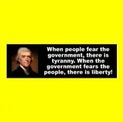 Thomas Jefferson "TYRANNY VS. LIBERTY" window decal BUMPER STICKER anti Hillary
