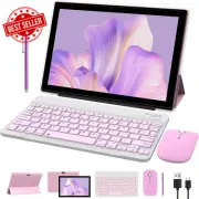 10” Android 14 Tablet 2-in-1 Pink w/ Keyboard Mouse 64GB 8GB RAM FHD 6000mAh